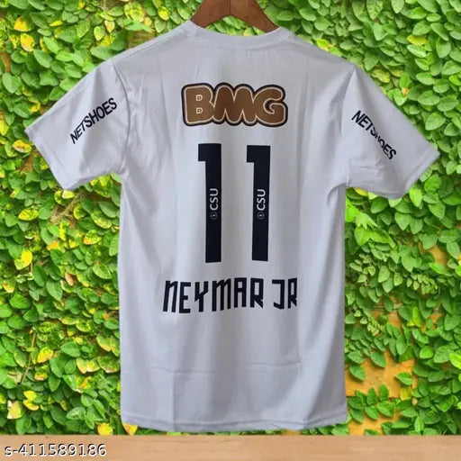 Neymar Santos retro home jersey 2012, polycotton, short sleeves, white football shirt with printed net detail, size S/M/XL