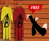 Trendy men's printed polyester round neck t-shirt with free arm sleeves, featuring Indian design