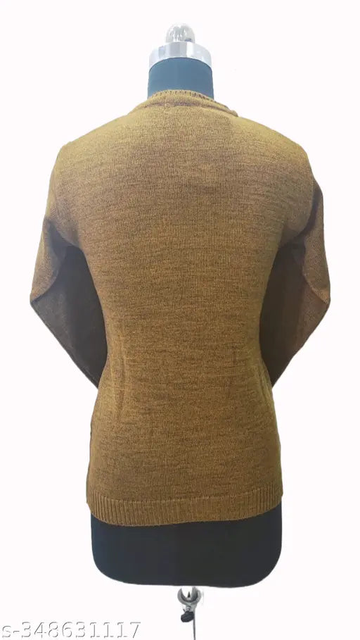 Winter top for woman, stylish long-sleeve woolen top with printed net, soft and cozy texture. Perfect for colder seasons, ideal for casual or semi-formal occasions