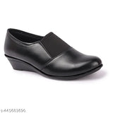 Black synthetic leather slip-on ballerinas, Vendoz women's casual-formal bellies