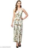 Printed polyester jumpsuit with spegety neck design, sleeveless, by Virgo Moda, size S (34-26-49)