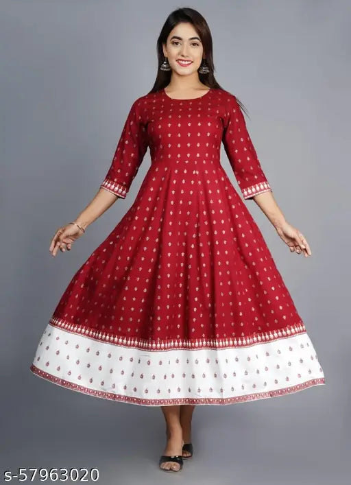 Black printed rayon straight kurti with three-quarter sleeves, featuring intricate Indian ethnic designs on high-quality fabric