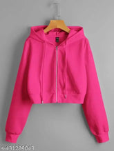 Woolen crop huddies for kids (9-10 to 15-16 years), solid pattern, trendy long-sleeved sweaters from India