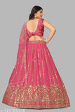 Embroidered Georgette Lehenga Choli and Dupatta set, free size, 3-piece Indian bridal wear