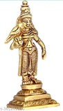 Antique finish brass Meenakshi idol (180gm, 10cmx10cmx4cm), handcrafted Indian god figure for wealth and prosperity