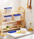 Unbreakable 1000ml Airtight Space Saver Modular Storage Jar Container Set of 12 (Virgin PP Material). Ideal for storing dry goods like rice, pasta, flour, oats, nuts, and snacks in the kitchen or pantry. Indian-made, BPA-free containers are modular & stackable