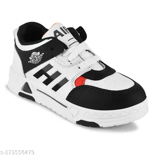 Boston 1 WHT & GREY synthetic leather boys shoe. Premium quality, comfortable fit, and distinctive style for children aged 4-12 years. Made in India