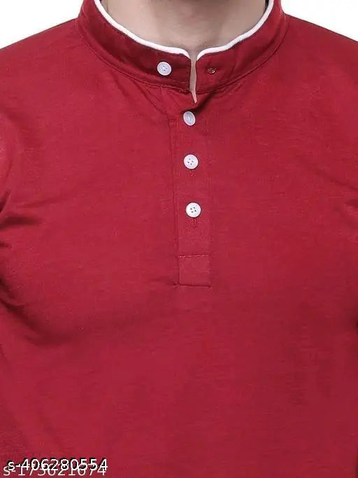 Stylish design, premium quality long sleeve cotton men's t-shirt in maroon or white color