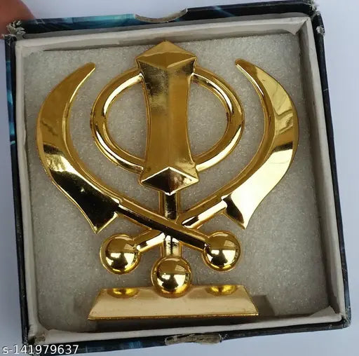Fieryfrost Special Khanda Idol, handcrafted Indian Sikh religious symbol for car dashboard or home/office decor