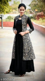 Solid black rayon women's kurti with three-quarter sleeves, perfect for casual wear or parties. Indian origin." (123 characters)
