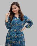 Green cotton cord set for women, three-quarter sleeve palazzo kurta with bottomwear, printed net design - couples set, India origin