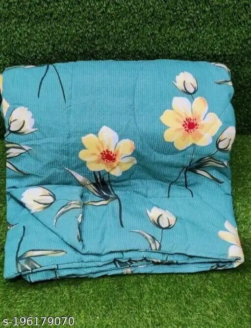 White cotton reversible lightweight Rajai Quilt comforter, queen size (90x100 inches), by Shivin Homes