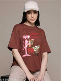 Trendy feminine printed cotton blend oversized round neck t-shirt for women and girls, vibrant design on soft fabric
