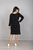 Black flax frock dress for girls, embroidered net fabric with long sleeves from Wazix Clothing