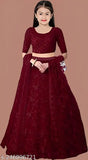 Embroidered Tissue Lehenga Choli Set in Heavy Net, Indian Kids Ethnic Wear for ceremonies & festivals