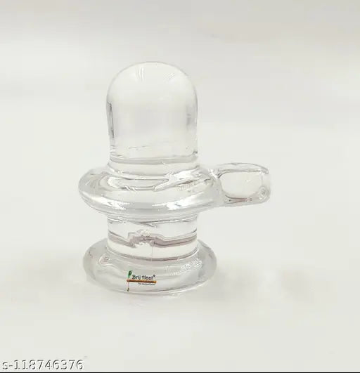 Crystal Shivling Shiva Lingam with Crystal Nandi for pooja, 4cm x 5cm x 5cm, Indian-made religious figurine