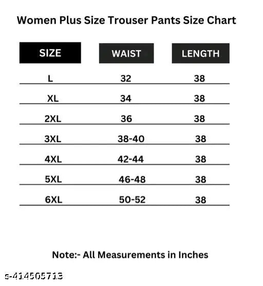 Black cotton blend plus size trousers with side pockets, comfortable fit for women