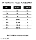 Black cotton blend plus size trousers with side pockets, comfortable fit for women