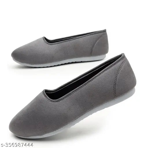 Grey suede slip-on ballerinas for women and girls, perfect for everyday style
