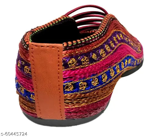 Synthetic woven ethnic bellies (India) - comfortable flat boots for daily casual wear