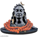 Black Adiyogi Ji statue with Rudraksha Mala for car dashboard pooja, home/office decor