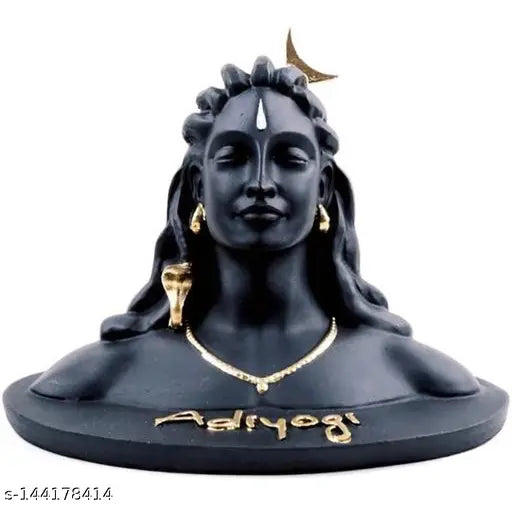 Resin Adiyogi statue for car dashboards, spiritual decor for home & office. 15cm x 11cm x 5cm