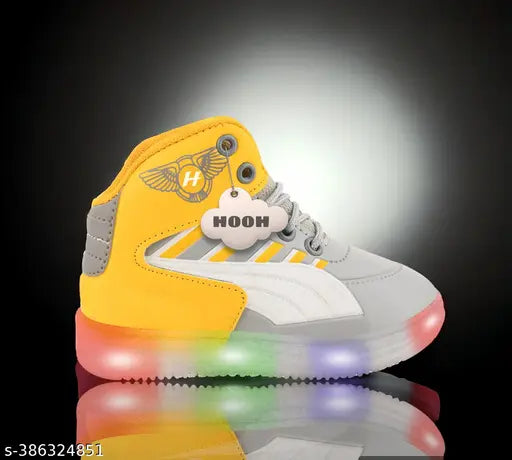 Lightweight Patent Leather Lighting Shoes for kids, light up with each step. Breathable cotton blend material, adjustable Velcro closure." (97 characters)