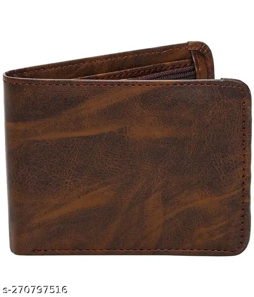 Solid faux leather Zhermack wallet, features 2 zip pockets, 5 card slots, perfect accessory for men & women