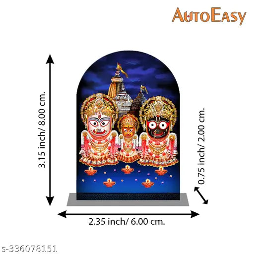 Multicolor acrylic Jagannath idol, ideal for car dash or home decor, 8 cm x 6 cm x 2 cm