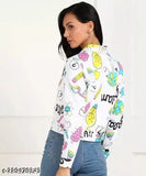 Multicolor cotton blend denim jacket for women, printed net design perfect for every occasion