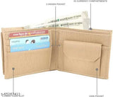 Cream faux leather men's casual/formal wallet, regular size (7 card slots), solid pattern