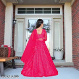 Embroidered net semi-stitched lehenga choli (age 3-15 years), suitable for functions, festivals, parties, weddings - India origin