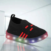 Redburg kids LED light shoes, synthetic and Eva sole, slip-on Angry Birds pattern, boys and girls casual shoes - BlackRed