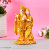 Gold-plated resin Radha Krishna idol statue (19 x 11 x 11 cm) - Hindu home decor, ideal for living rooms or gifting to family, friends, or employees