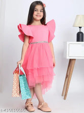 Pink net high-low girls party dress by Toy Balloon, ideal for 2-3, 3-4, or 6-7 years