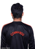 Black nylon army t-shirt with self-design, long sleeves