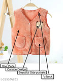 Faux fur unisex vest coat for toddler 6-12 months, lightweight polyester cardigan with V-neck and sleeveless design, perfect winter layering option