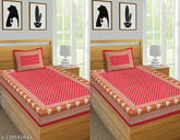 Cotton ethnic motifs single bedsheet combo pack (2 bedsheets, 2 pillow covers), ideal for summer. Premium Jaipuri bedding by VNV Creation