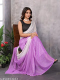 Lavender Georgette Ready-to-Wear Saree with Zari weaving, free size, India