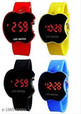 Multi-color led apple shape digital watch for kids, unisex design, perfect for school use