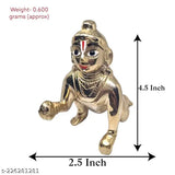 Brass Krishna Idol, Divine Bazaar's antique 5-inch Laddu Gopal statue, pure brass, beautiful home decor or temple piece