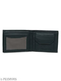Green faux leather men's wallet, small card holder with coin pocket, textured design