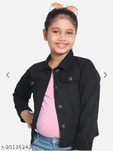 Denim Kid Black Jacket, solid black long sleeves, 12-16 years size range, Indian apparel for teens