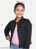 Denim Kid Black Jacket, solid black long sleeves, 12-16 years size range, Indian apparel for teens