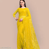 Embellished net Rasal saree 702 from India, free size with matching running blouse and single net quantity