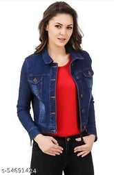 Dark denim plain jacket, long sleeves, solid design. Perfect for casual or formal wear, mix of western and country style. Exclusive from DenimBird, India." (124 characters)