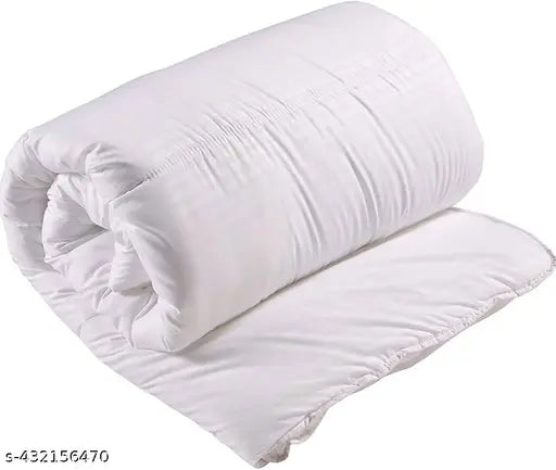 White premium reversible satin striped microfiber all-season comforter/duvet for single bed, eco-friendly and machine washable