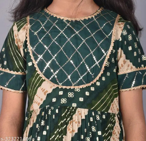 Rayon print girls' kurta and Sharara set, A-line top with short sleeves, best for parties and weddings