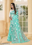 Copper Foil Printed Georgette Saree with Satin Silk Blouse, India