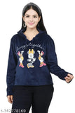 Navy blue wool sweatshirts for kids, printed pattern, long sleeves, sizes: 7-8yrs, 8-9yrs, 9-10yrs, 10-11yrs, 11-12yrs, 12-13yrs. Made in India